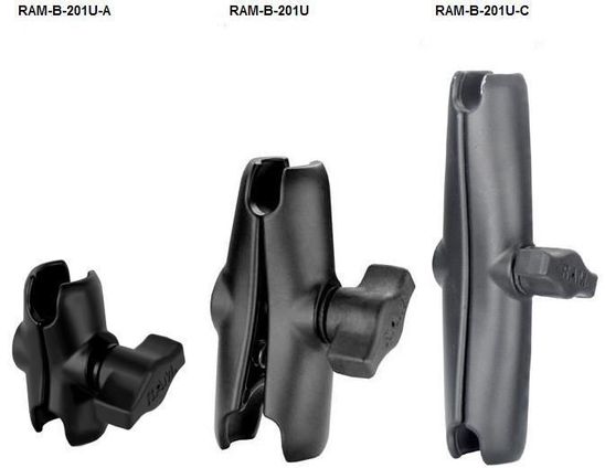 Les trois tailles de bras RAM-Mount en boule B 1"